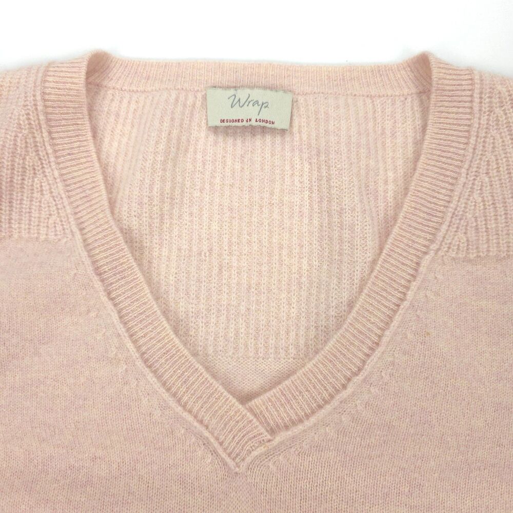WRAP London 100% Cashmere V-Neck Tunic Sweater Blush Minimal Quiet Luxury Preppy - Picture 2 of 8